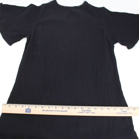 Rue Stiic Crinkle Textured Mini Dress Flutter Sleeve Round Neck Key-hole Tie S - Picture 12 of 16